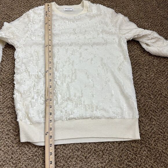 Equipment Femme Ivory Wool Blend Shane Sequined Crewneck Sweater Womens S - Picture 10 of 11
